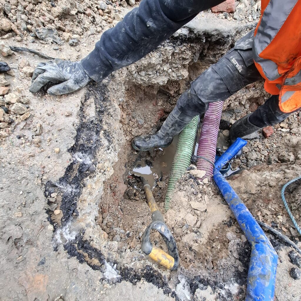 A big excavation carried out at a local school, to fix an underground pipe leak